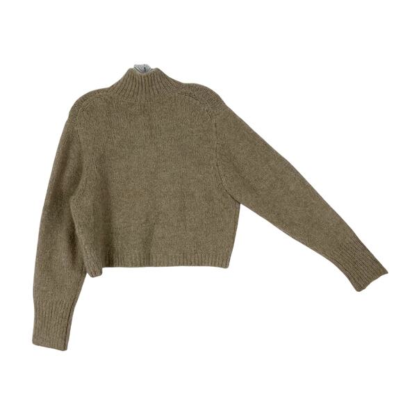 Nwot ZARA Sweater M Beige Alpaca-Wool blend Fluffy High-Neck Boxy Crop Long-Slev - Picture 1 of 8